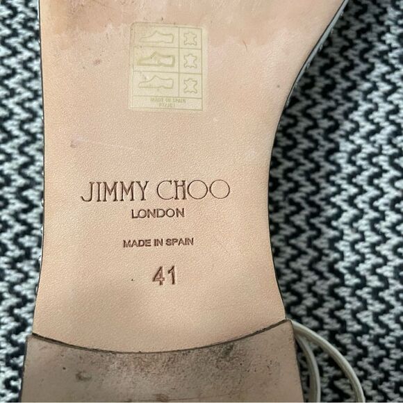 Jimmy Choo Afia Studded Ankle Strap White Leather Flat Sandal Sz-41/11 - Picture 4 of 11